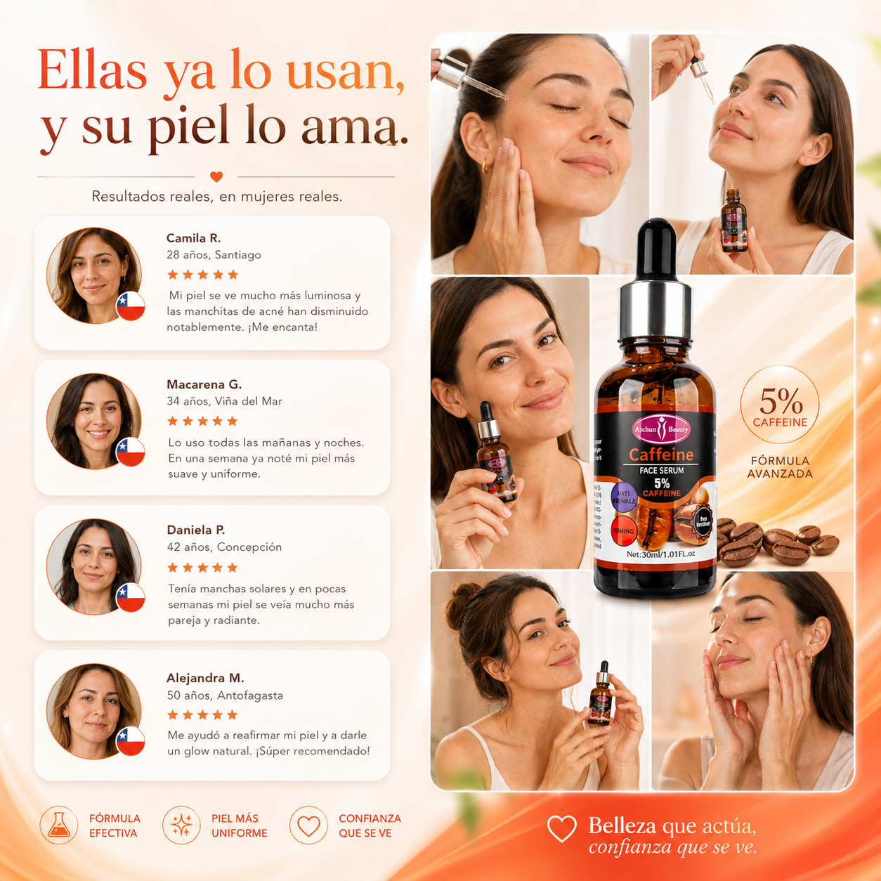CaffeiGlow – Sérum Anti-Arrugas, Reafirmante y Reductor de Manchas